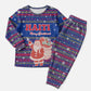 Haiti Christmas Pajama Set Blue Red Xmas Santa Snowflake and Map - African Pride