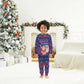 Haiti Christmas Pajama Set Blue Red Xmas Santa Snowflake and Map - African Pride