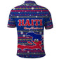 Haiti Christmas Polo Shirt Blue Red Xmas Santa Snowflake and Map - African Pride