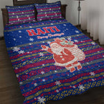 Haiti Christmas Quilt Bed Set Blue Red Xmas Santa Snowflake and Map - African Pride
