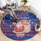 Haiti Christmas Round Carpet Blue Red Xmas Santa Snowflake and Map - African Pride