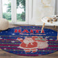 Haiti Christmas Round Carpet Blue Red Xmas Santa Snowflake and Map - African Pride