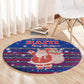 Haiti Christmas Round Carpet Blue Red Xmas Santa Snowflake and Map - African Pride