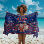 Haiti Christmas Sarong Blue Red Xmas Santa Snowflake and Map - undefined