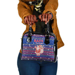 Haiti Christmas Shoulder Handbag Blue Red Xmas Santa Snowflake and Map - African Pride