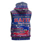 Haiti Christmas Sleeveless Hoodie Blue Red Xmas Santa Snowflake and Map - African Pride