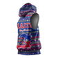 Haiti Christmas Sleeveless Hoodie Blue Red Xmas Santa Snowflake and Map - African Pride