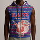 Haiti Christmas Sleeveless Zip Hoodie Blue Red Xmas Santa Snowflake and Map - African Pride