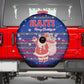 Haiti Christmas Spare Tire Cover Blue Red Xmas Santa Snowflake and Map - African Pride