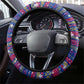 Haiti Christmas Steering Wheel Cover Blue Red Xmas Santa Snowflake and Map - African Pride
