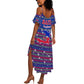Haiti Christmas Summer Maxi Dress Blue Red Xmas Santa Snowflake and Map - African Pride