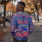 Haiti Christmas Sweatshirt Blue Red Xmas Santa Snowflake and Map - African Pride