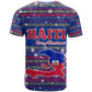 Haiti Christmas T shirt Blue Red Xmas Santa Snowflake and Map - African Pride