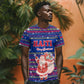 Haiti Christmas T shirt Blue Red Xmas Santa Snowflake and Map - African Pride