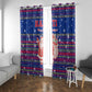 Haiti Christmas Window Curtain Blue Red Xmas Santa Snowflake and Map - African Pride