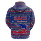Haiti Christmas Zip Hoodie Blue Red Xmas Santa Snowflake and Map - African Pride
