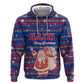 Haiti Christmas Zip Hoodie Blue Red Xmas Santa Snowflake and Map - African Pride