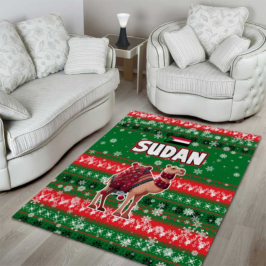 Sudan Christmas Area Rug Green Red Xmas Camel Snowflake and Coat of Arms - African Pride