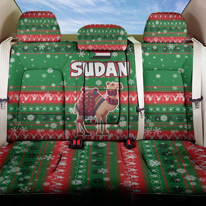 Sudan Christmas Back Car Seat Cover Green Red Xmas Camel Snowflake and Coat of Arms - African Pride