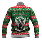Sudan Christmas Baseball Jacket Green Red Xmas Camel Snowflake and Coat of Arms - African Pride