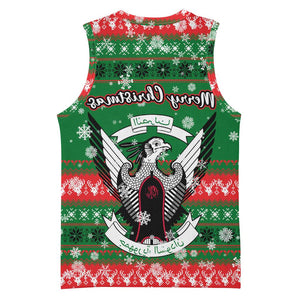 Sudan Christmas Basketball Jersey Green Red Xmas Camel Snowflake and Coat of Arms - African Pride