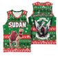 Sudan Christmas Basketball Jersey Green Red Xmas Camel Snowflake and Coat of Arms - African Pride