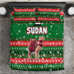Sudan Christmas Bedding Set Green Red Xmas Camel Snowflake and Coat of Arms - African Pride