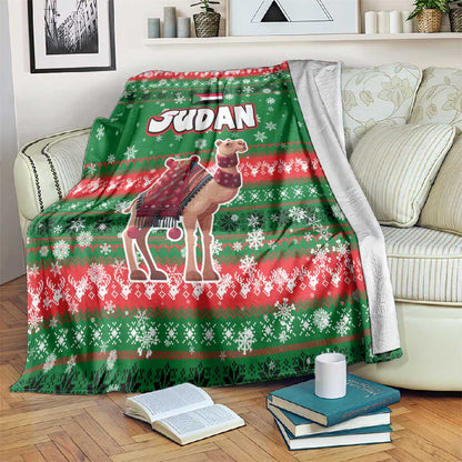 Sudan Christmas Blanket Green Red Xmas Camel Snowflake and Coat of Arms - African Pride
