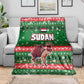 Sudan Christmas Blanket Green Red Xmas Camel Snowflake and Coat of Arms - African Pride