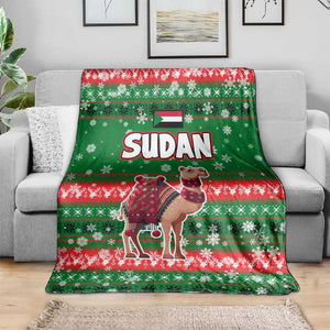 Sudan Christmas Blanket Green Red Xmas Camel Snowflake and Coat of Arms - African Pride