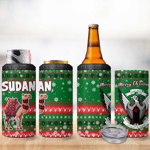 Sudan Christmas 4 in 1 Can Cooler Tumbler Green Red Xmas Camel Snowflake and Coat of Arms - African Pride