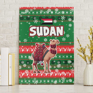 Sudan Christmas Canvas Wall Art Green Red Xmas Camel Snowflake and Coat of Arms - African Pride