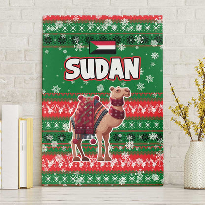 Sudan Christmas Canvas Wall Art Green Red Xmas Camel Snowflake and Coat of Arms - African Pride