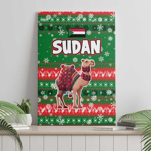 Sudan Christmas Canvas Wall Art Green Red Xmas Camel Snowflake and Coat of Arms - African Pride