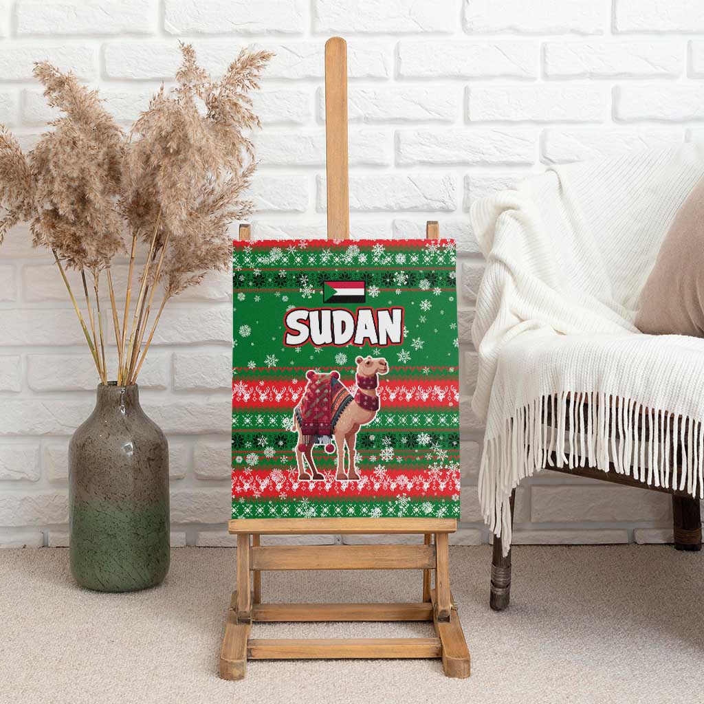 Sudan Christmas Canvas Wall Art Green Red Xmas Camel Snowflake and Coat of Arms - African Pride