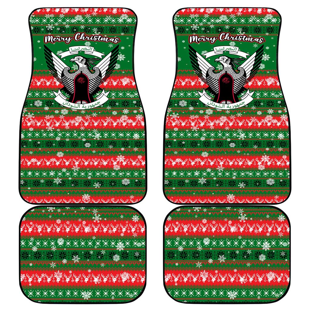 Sudan Christmas Car Mats Green Red Xmas Camel Snowflake and Coat of Arms - African Pride