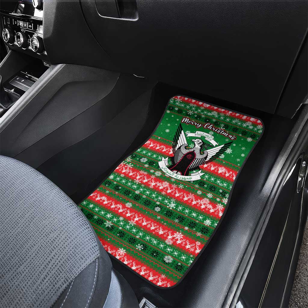 Sudan Christmas Car Mats Green Red Xmas Camel Snowflake and Coat of Arms - African Pride