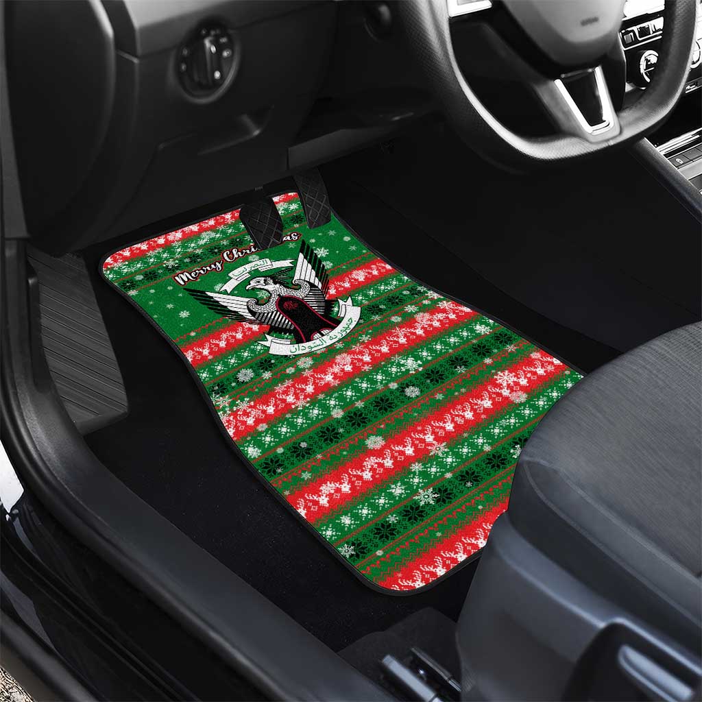 Sudan Christmas Car Mats Green Red Xmas Camel Snowflake and Coat of Arms - African Pride