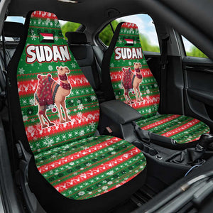 Sudan Christmas Car Seat Cover Green Red Xmas Camel Snowflake and Coat of Arms - African Pride