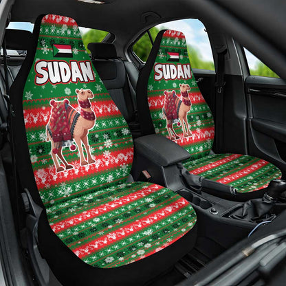 Sudan Christmas Car Seat Cover Green Red Xmas Camel Snowflake and Coat of Arms - African Pride