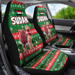 Sudan Christmas Car Seat Cover Green Red Xmas Camel Snowflake and Coat of Arms - African Pride