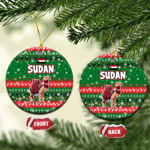 Sudan Christmas Ceramic Ornament Green Red Xmas Camel Snowflake and Coat of Arms - African Pride