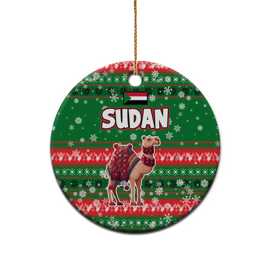Sudan Christmas Ceramic Ornament Green Red Xmas Camel Snowflake and Coat of Arms - African Pride