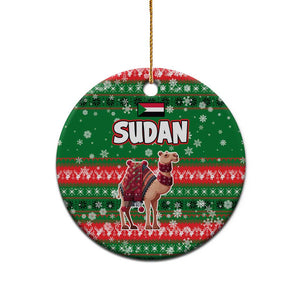 Sudan Christmas Ceramic Ornament Green Red Xmas Camel Snowflake and Coat of Arms - African Pride