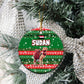 Sudan Christmas Ceramic Ornament Green Red Xmas Camel Snowflake and Coat of Arms - African Pride