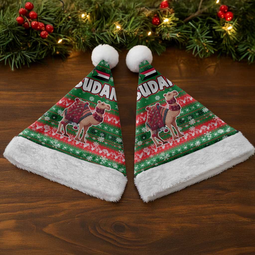 Sudan Christmas Santa Hat Green Red Xmas Camel Snowflake and Coat of Arms - African Pride