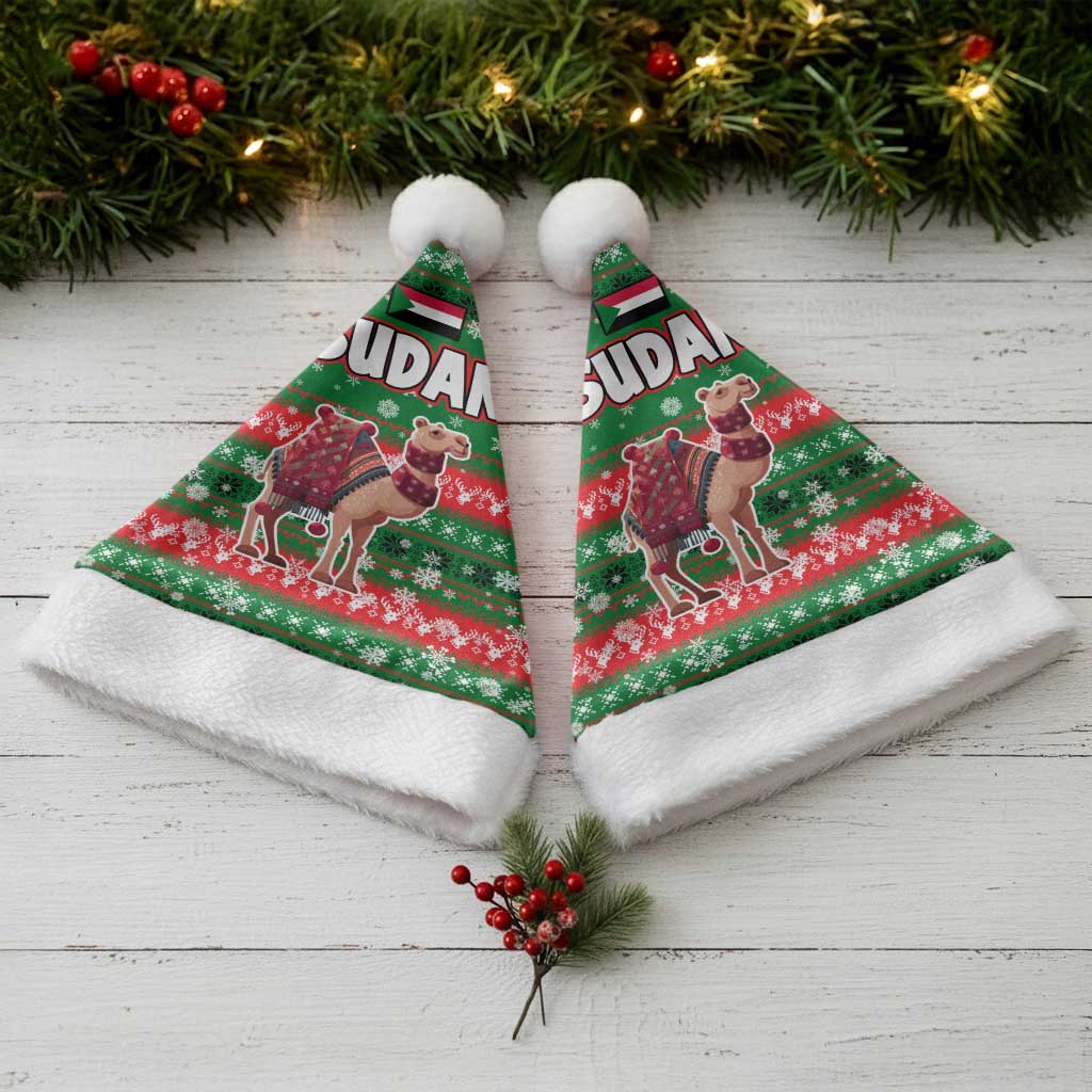 Sudan Christmas Santa Hat Green Red Xmas Camel Snowflake and Coat of Arms - African Pride