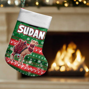 Sudan Christmas Stocking Green Red Xmas Camel Snowflake and Coat of Arms - African Pride