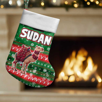 Sudan Christmas Stocking Green Red Xmas Camel Snowflake and Coat of Arms - African Pride