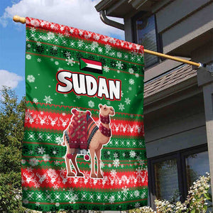 Sudan Christmas Garden Flag Green Red Xmas Camel Snowflake and Coat of Arms - African Pride